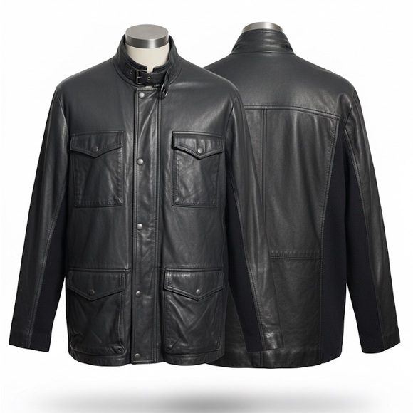 GAP Women Navy Blue Lambskin Leather Field Jacket XXL PLUS pockets - Picture 5 of 5